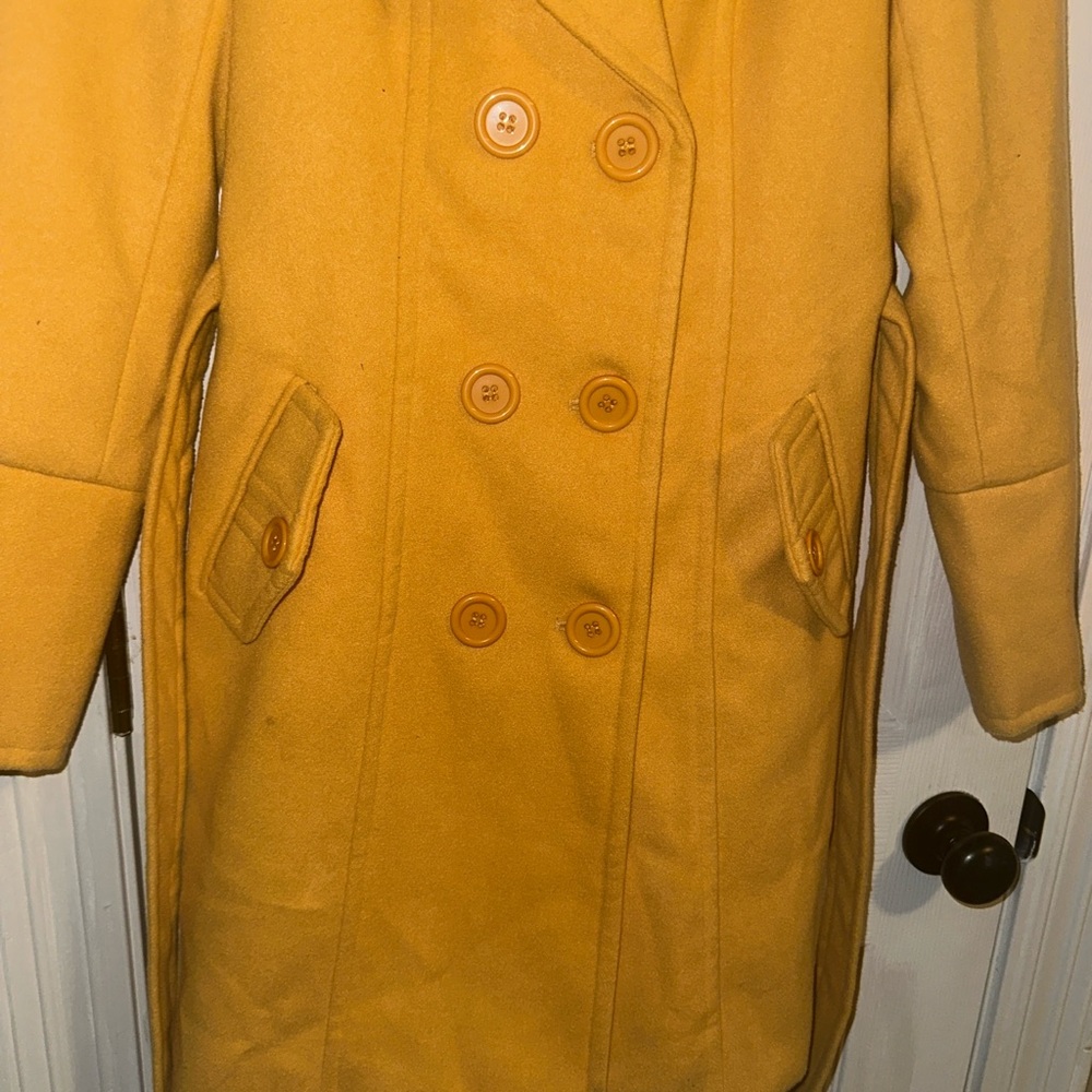 Stylish Women's Mustard Pea Coat - Picture 2 of 6